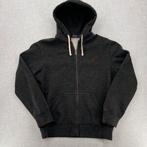 Polo Ralph Lauren Full Zip Thermal Hoodie Men L Charcoal Gray Pony Logo Fleece
